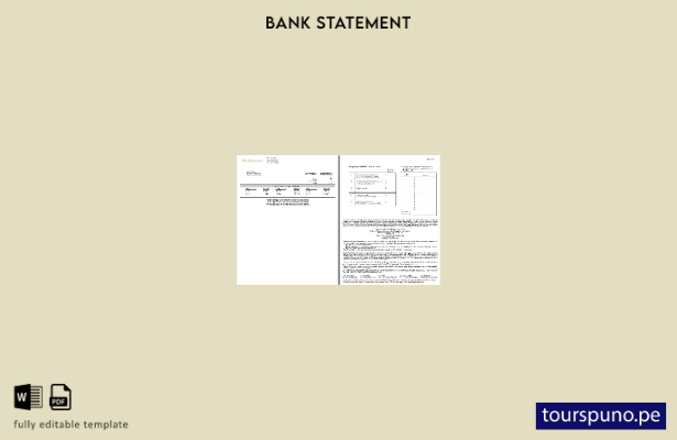 listo para imprimir páginas de Word de extractos bancarios de las regiones de Te
